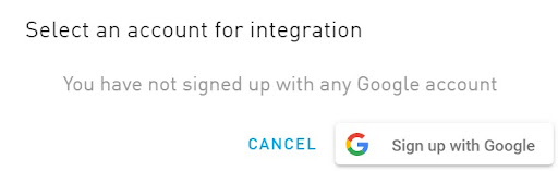 Selecting a Google Account for integration