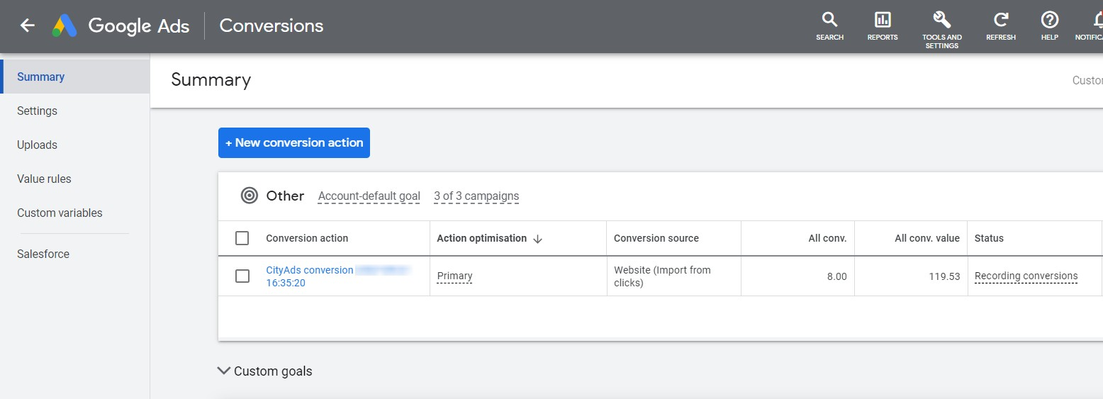 Conversion actions in your Google Ads account